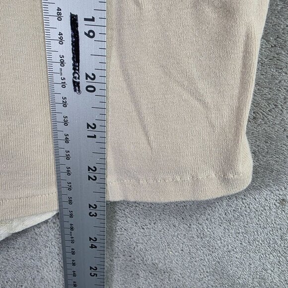 Womens JM Collection Beige Linen Blend Shirt Button Up Roll Tab Sleeve V Neck 8 - Picture 6 of 7